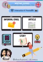 Vista previa - Unidades / Secuencias / Situaciones de Aprendizaje - WRITING GUIDES: INFORMAL EMAIL, ARTICLE & STORY - Portada