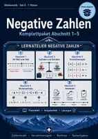 Vorschau - Unterrichtsreihen - Negative Zahlen – Materialpaket Sek E | 7. Klasse | Lehrplan 21 | Arbeitsblätter mit Lösungen - Deckblatt