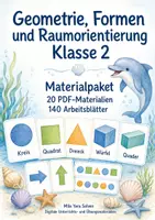 Vorschau - Arbeitsblätter - Geometrie, Formen und Raumorientierung Klasse 2 | Materialpaket | 20 PDFs mit 140 Arbeitsblättern - Deckblatt