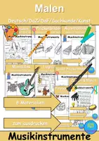 Vorschau - Arbeitsblätter - Materialpaket - Musikinstrumente Malen - DaZ/DaF/Kunst/Deutsch/Sachunterricht - Deckblatt