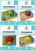 Vorschau - Arbeitsblätter - 3D Tiere basteln – Bastelpaket mit Ausmalbildern, Papierstreifen & Schritt-für-Schritt-Anleitungen | Kunst Grundschule - Deckblatt