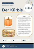 Vorschau - Stundenentwürfe - Materialpaket - Der Kürbis - Klasse 2, 3 und 4 - 3-fach differenzierter Lesetext (Stundenverlauf, Bildkarten, Aufgaben + Lösungen, uvm.) - Deckblatt