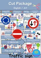 Vorschau - Mal- und Bastelvorlagen - Materialpaket - Cut / Schneiden Verkehrsschilder / Verkehrszeichen / Traffic signs - Englisch - Deckblatt
