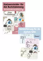 Vorschau - Stationenlernen - Materialpaket Stationskarten Buchstabenweg Zahleinführung - Deckblatt