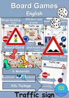 Vorschau - Arbeitsblätter - Materialpaket - Brettspiele / Board Games - Verkehrsschilder / Verkehrszeichen / Traffic signs - Englisch - Deckblatt