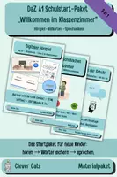 Vorschau - Arbeitsblätter - DaZ A1 Schulstart-Paket „Willkommen im Klassenzimmer" – Hörspiel + Bildkarten + Sprechanlässe | Willkommensklasse: Hören · Wortschatz · Sprechen - Deckblatt