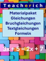 Vorschau - Arbeitsblätter - Materialpaket Gleichungen - Bruchgleichungen - Textgleichungen - Formeln - Deckblatt