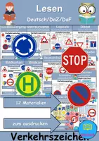 Vorschau - Arbeitsblätter - Materialpaket - Lesen Verkehrsschilder / Verkehrszeichen - DaZ/DaF / Deutsch / Sachunterricht - Deckblatt