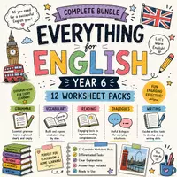 Vorschau - Arbeitsblätter - Everything for English Year 6 – Complete Bundle (12 Worksheet Packs: Grammar, Vocabulary & Reading), differentiated - Deckblatt