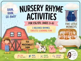 Προεπισκόπηση - Φύλλα εργασίας - 3 Nursery Rhymes Come to Life! ESL Activity Bundle for Ages 3-6 - Εξώφυλλο
