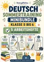 Vorschau - Arbeitsblätter - Deutsch Sommertraining Minibundle Klasse 5 bis 6 Satzglieder Satzbau Textplanung Erzählung und Bericht - Deckblatt