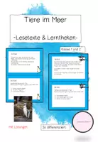 Vorschau - Stationenlernen - Kleines Materialpaket "Meerestiere" mit Lesetexten - Deckblatt