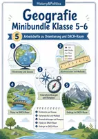 Vorschau - Arbeitsblätter - Geografie Minibundle mit 5 Arbeitsheften Klasse 5–6 - Deckblatt