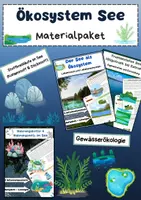 Vorschau - Arbeitsblätter - Ökosystem See Materialpaket: See, Zonen, Tiere, Pflanzen, Nahrungskette - Deckblatt