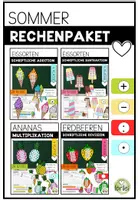 Vorschau - Arbeitsblätter - Schriftliche Rechenverfahren bis 10 000 | Sommerpaket 4. Klasse | Addition, Subtraktion, Multiplikation & Division | Freiarbeit mit Selbstkontrolle - Deckblatt