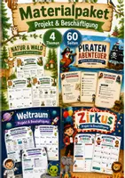 Vorschau - Mal- und Bastelvorlagen - Materialpaket - 4 kreative Projekt- & Beschäftigungsthemen für Ferienbetreuung, Hort, OGS & Ganztag - Deckblatt