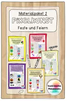 Vorschau - Arbeitsblätter - Pixelkunst Neujahr, Fasching/Karneval, Ostern, Halloween, Weihnachten - Feste und Feiern - Materialpaket 2 - Geometrie, Kunst, Wahrnehmung - Deckblatt