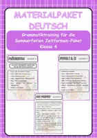 Vorschau - Arbeitsblätter - Materialpaket-Grammatiktraining für die Sommerferien – Zeitformen-Paket Klasse 4 - Deckblatt