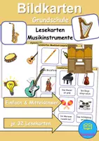 Vorschau - Spiele - Materialpaket - Lesekarten/Bildkarten Musikinstrumente einfach und mittelschwer - DaZ/DaF / Deutsch (Grundschule) - Deckblatt