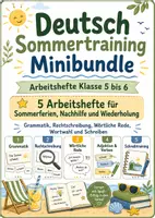 Vorschau - Arbeitsblätter - Deutsch Sommertraining Minibundle Arbeitshefte Klasse 5 bis 6 Grammatik Rechtschreibung und Schreiben - Deckblatt