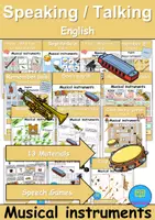 Vorschau - Arbeitsblätter - Materialpaket - Reden / Sprechen / Speaking / Talking - Musikinstrumente / musical instruments - Englisch - Deckblatt
