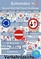 Vorschau - Arbeitsblätter - Materialpaket - Schneiden Verkehrsschilder / Verkehrszeichen - Feinmotorik - Wortschatz - Deckblatt