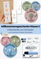 Vorschau - Mal- und Bastelvorlagen - Willkommensgeschenke Klasse 5 | 4er Set Begrüßungsgeschenke 5. Klasse Schuljahresstart | Schulstart weiterführende Schule - Deckblatt