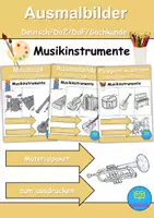 Vorschau - Arbeitsblätter - Ausmalbilder & Mandalas PAKET - Musikinstrumente - Grundschule - Bastelvorlagen - Deckblatt