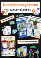 Vorschau - Arbeitsblätter - Versicherungsarten Materialpaket: Sozialversicherung, Krankenversicherung, Rentenversicherung , Pflege & Unfall - Deckblatt