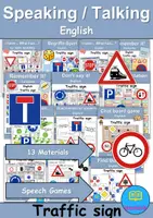 Vorschau - Arbeitsblätter - Materialpaket - Reden / Sprechen / Speaking / Talking - Verkehrsschilder / Verkehrszeichen / Traffic signs - Englisch - Deckblatt