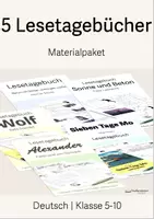 Vorschau - Unterrichtsreihen - Materialpaket - 5 Lesetagebücher, Deutsch Sekundarstufe I, Klasse 5, 5/6, 7, 9/10 - Deckblatt