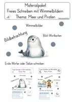 Vorschau - Arbeitsblätter - Materialpaket: Freies Schreiben mit Wimmelbilder Meer & Piraten - Deckblatt