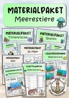 Vorschau - Arbeitsblätter - Meerestiere Materialpaket - Deckblatt