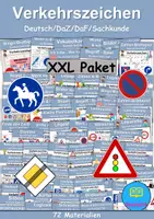 Vorschau - Arbeitsblätter - Materialpaket - Verkehrsschilder / Verkehrszeichen XXL Paket Wortschatzpaket - DaZ/DaF / Deutsch / Sachunterricht (Grundschule) - Deckblatt