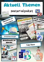 Vorschau - Arbeitsblätter - Aktuelle Themen Bundle: Demokratie, KI, Medien, Wirtschaft, Klima & gesellschaftliche Debatten - Deckblatt