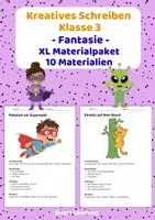 Vorschau - Stundenentwürfe - XL Materialpaket Kreatives Schreiben Klasse 3 Fantasie - 10 Materialien - Deckblatt