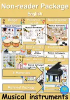 Vorschau - Spiele - Materialpaket - Nichtleser / Non-Reader - Musikinstrumente / musical instruments - Englisch - Deckblatt