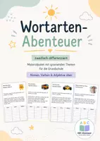 Vorschau - Arbeitsblätter - Materialpaket Wortarten-Abenteuer: Nomen, Verben & Adjektive üben - Deckblatt