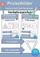 Vorschau - Arbeitsblätter - Prickelbilder / Fensterbilder PAKET - Verkehrsschilder / Verkehrszeichen - Grundschule - Bastelvorlagen - Deckblatt