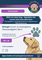 Vorschau - Klassenarbeiten - Materialpaket - Biologie Klausuraufgaben Genetik GK + LK (mit Erwartungshorizonten) – Milch ein Leben lang: Genregulation, Transkriptionsfaktoren, Epigenetik und DNA-Methylierung – Abitur - Deckblatt