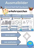 Vorschau - Arbeitsblätter - Ausmalbilder & Mandalas PAKET - Verkehrsschilder / Verkehrszeichen - Grundschule - Bastelvorlagen - Deckblatt