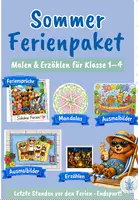 Vorschau - Stundenentwürfe - Sommer-Materialpaket Ferien Grundschule Klasse 1–4 | Kunst und Deutsch - Deckblatt
