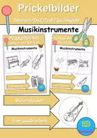 Vorschau - Arbeitsblätter - Prickelbilder / Fensterbilder PAKET - Musikinstrumente - Grundschule - Bastelvorlagen - Deckblatt