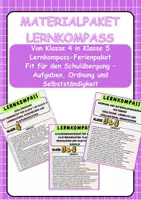 Vorschau - Anderer Materialtyp - Materialpaket - Von Klasse 4 in Klasse 5 Lernkompass-Ferienpaket Fit für den Schulübergang – Aufgaben, Ordnung und Selbstständigkeit - Deckblatt