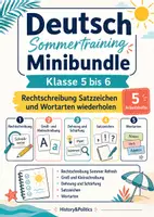 Vorschau - Arbeitsblätter - Deutsch Sommertraining Minibundle Klasse 5 bis 6 Rechtschreibung Satzzeichen und Wortarten wiederholen - Deckblatt