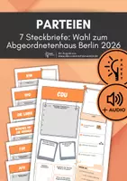 Vorschau - Arbeitsblätter - Sparpaket: 7 Parteien-Steckbriefe Abgeordnetenhauswahl Berlin 2026 (plus Audioaufnahmen) - Deckblatt