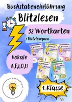 Vorschau - Spiele - Buchstabeneinführung A, E, I, O, U - Buchstabe A, E, I, O, U - Blitzlesen A, E, I, O, U - Deckblatt