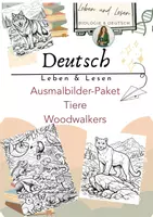 Vorschau - Mal- und Bastelvorlagen - Paket Ausmalbilder Tiere Woodwalkers - Deckblatt