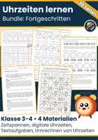 Vorschau - Arbeitsblätter - Uhrzeiten lernen Materialpaket | Zeitspannen, digitale Uhrzeiten, Textaufgaben | Klasse 3-4 - Deckblatt