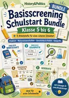 Vorschau - Arbeitsblätter - Basisscreening Schulstart Bundle Klasse 5 bis 6 Arbeitshefte Englisch Naturwissenschaften Geschichte Politik und Geografie - Deckblatt